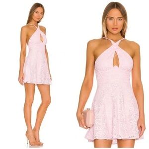 For Love & Lemons Carmela Floral Lace Mini Dress NWT Light Purple / Pink